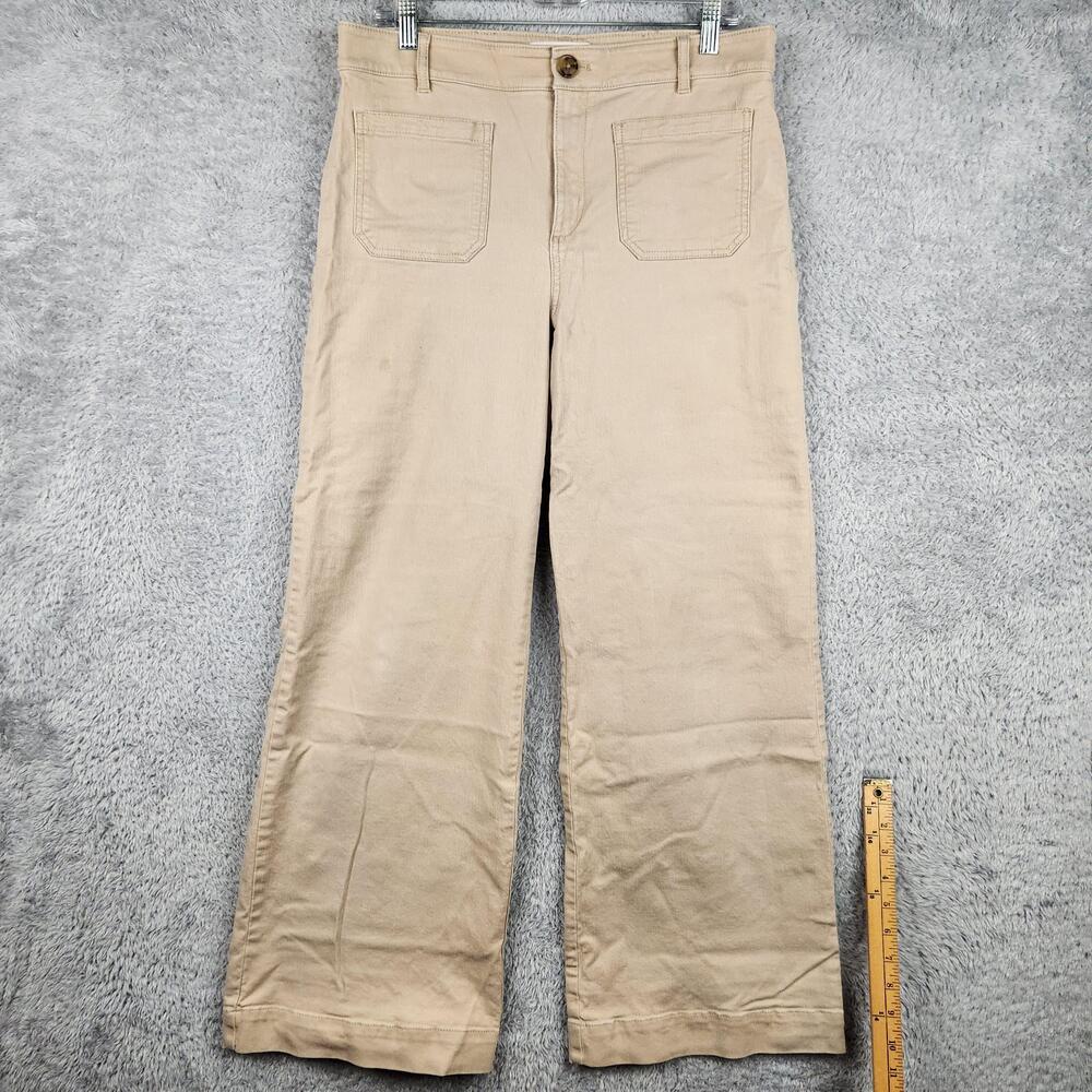 LOFT Pants Womens 10 Beige Palmer Wide Leg Chino Stretch Pockets Casual Twill